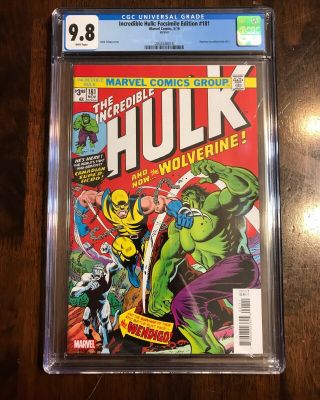 Incredible Hulk 181 (2019) Facsimile Reprint 1st Wolverine Appearance Cgc 9.  8