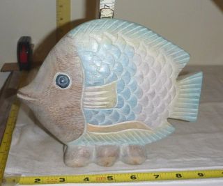 Vtg Hand - Carved/painted Solid Wood Fish Figurine - Folk Art - 8 " X 6.  5 "
