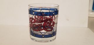 12 Vintage Pepsi Cola Tiffany Style Raised Stained Glass 10 Oz.  Glasses -