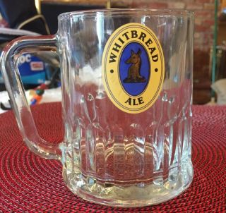Vintage Whitbread Ale Small Glass Stein Mug Tudor Dema England 3.  5”