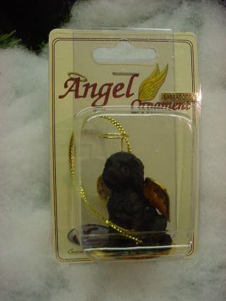 Labradoodle Black Dog Angel Ornament Hand Painted Figurine Christmas Lab Doodle