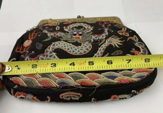 Unique Antique Qing Dynasty Chinese Silk Double Sided Peking Dragon Coin Purse 8