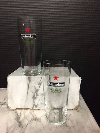 Set Of 2 - Heineken 10 Ounce Tasting Bar Glass.