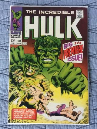 Rare 1968 Silver Age Incredible Hulk 102 Key Premiere Issue Complete
