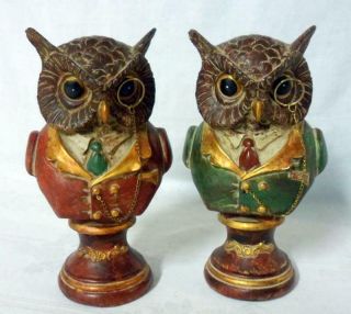 Anthropomorphic Wise Owl Bookends