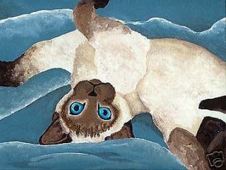Siamese Cat Art Print Of Acrylic Painting Vern