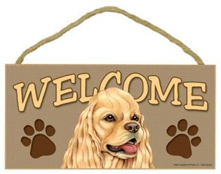 Cocker Spaniel Tan Dog 5 X 10 Wood Welcome Sign Plaque Usa Made