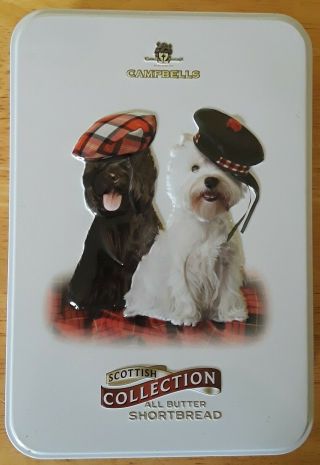 Campbells Shortbread Cookie Tin Scottish Terrier Westie West Highland Dogs Plaid
