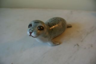 Baby Seal Sculpture Andersen Anderson Pottery Stoneware Figurine Signed Usa Made