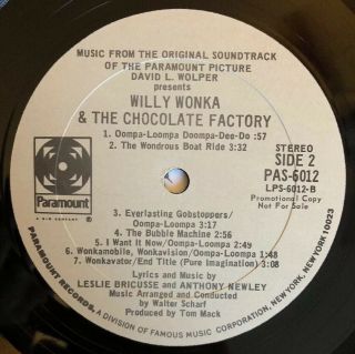 Willy Wonka & The Chocolate Factory - 1971 US White Label Promo PAS - 6012 (NM -) 5