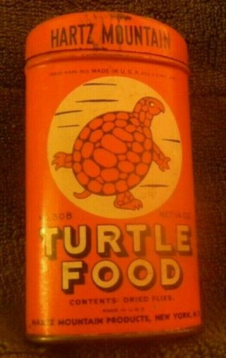 Rare Ex Vintage Hartz Mountain Turtle Food Tin Reptile Tortoise Pet