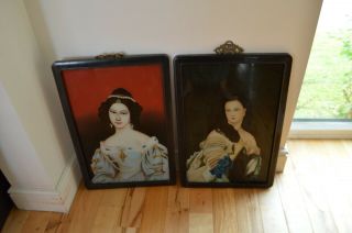 Vintage Chinese Reverse Glass Painting - A Pair.  Lovely And Intriguing