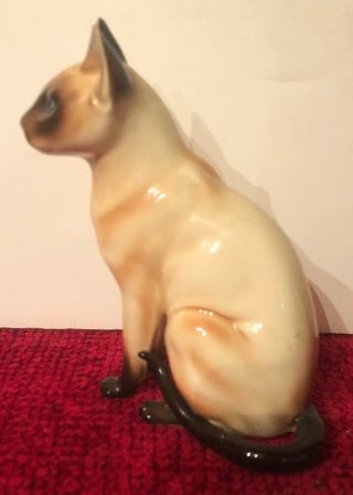 Vintage Sitting Porcelain Seal Point Siamese Cat Blue Eyes Figurine 5 ¼” A - 871 2