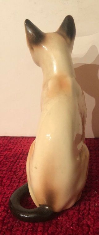 Vintage Sitting Porcelain Seal Point Siamese Cat Blue Eyes Figurine 5 ¼” A - 871 3