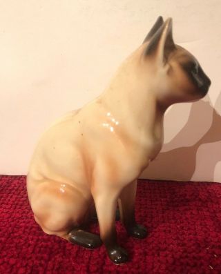 Vintage Sitting Porcelain Seal Point Siamese Cat Blue Eyes Figurine 5 ¼” A - 871 4