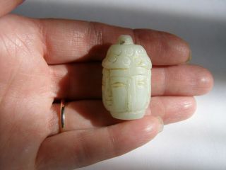 Antique Asian Oriental Carved Jade Buddha Head Pendant With Three Faces 21.  3g