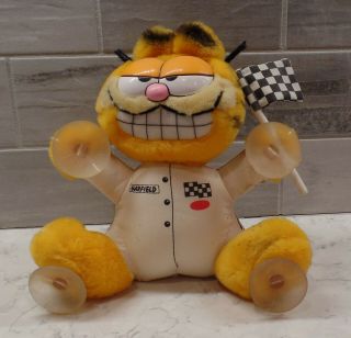 Dakin Garfield Cat Plush Suction Cup Cling Speed Demon Checkered Flag