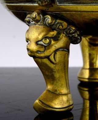 UNUSUAL 19THC CHINESE OR JAPANESE GILT BRONZE FIGURAL RING HANDLED VESSEL VASE 8