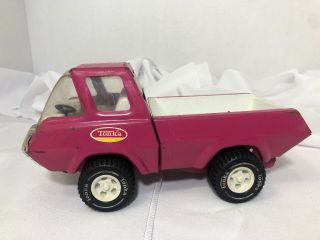Vintage 1970s Tonka Pink Pickup Truck Pressed Steel Toy 8 1/2 " Long