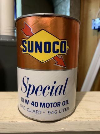 Vintage Sunoco Special Quart Oil Can Composite Full