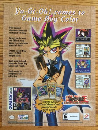 Yu - Gi - Oh Dark Duel Stories Gameboy Color Gbc 2001 Vintage Poster Ad Art Rare