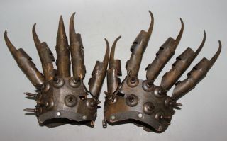 Gloves Antique Chinese Bronze Hand Made Old