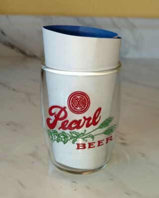 Vintage Pearl Beer 3” Barrel Glass With Hops Logo Have Multiples