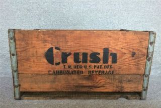 Vintage CRUSH SODA CARBONATED BEVERAGE Bottle Wood Crate 3