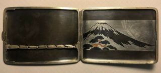 Vintage Japanese Damascene Mt Fuji Scene Cigarette Case Card Case 3