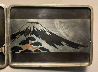 Vintage Japanese Damascene Mt Fuji Scene Cigarette Case Card Case 4