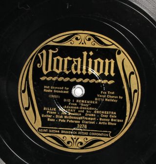 Billie Holiday And Her Orchestra Vocalion 3276 V,  Pre War Jazz 78