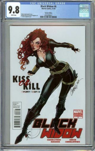 Black Widow 6 J.  Scott Campbell Variant Cgc 9.  8 White Pages