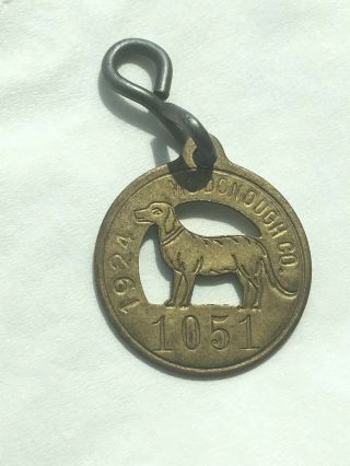 1924 Mcdonough County Illinois Dog Tax Tag Brass 1051 Ill Macomb Ills Antique