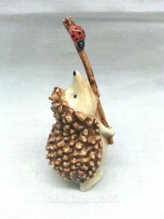Hedgehog Figurine Ceramic Miniature Figure Animal Hand Art Home Garden Decor