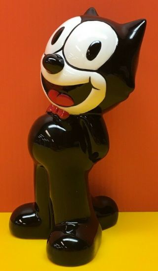 1997 Clay Art Felix The Cat Ceramic Coin Bank Has Rubber Stopper In Bottom