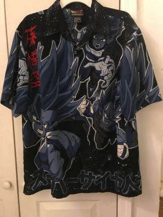 Vintage 2001 Dragon Ball Z Anime Button Up All Over Graphic Shirt Medium