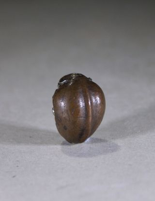 Meiji Period Bronze Mixed Metal Ojime Bead - Ox & Nut 3