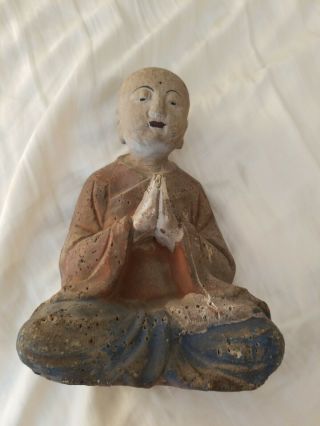 Chinese 18th Century Wooden Buddha With Traces Of Pigmentgood For Age