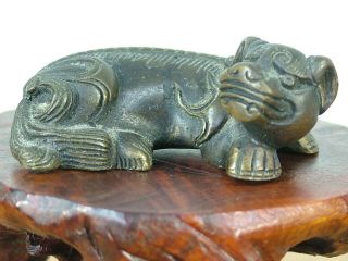 Antique Chinese Bronze Foo Dog Scroll Weight Sculpture Figure