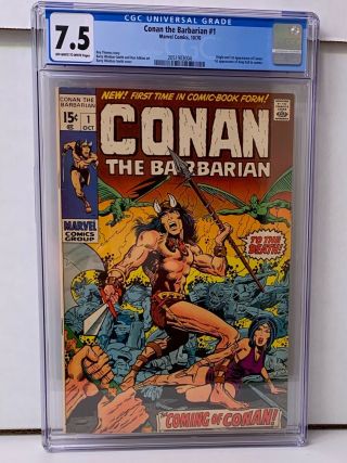Conan The Barbarian 1 Cgc 7.  5 Origin 1st/first Issue 1970 Marvel Key,  Barry Smith