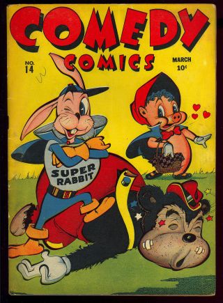 Comedy Comics 14 Rare 1st App.  Rabbit Golden Age Timely 1943 Fn -