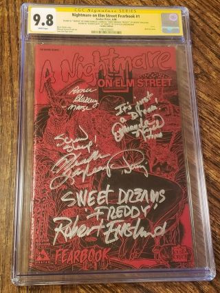 Cgc Ss 9.  8 Nightmare On Elm Street Fearbook 1 Leather Cover Signed X4 Englund