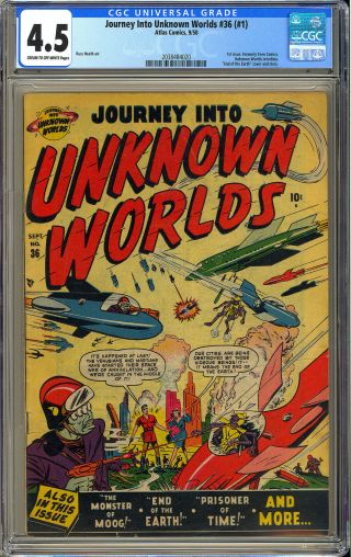 Journey Into Unknown Worlds 36 (1) Pre - Code End Of Earth Atlas 1950 Cgc 4.  5