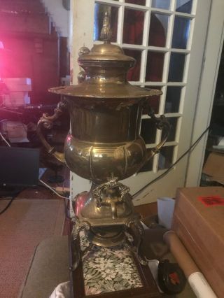 Antique Silver Plated Tea Pot Kettle Hot Water Urn 21”
