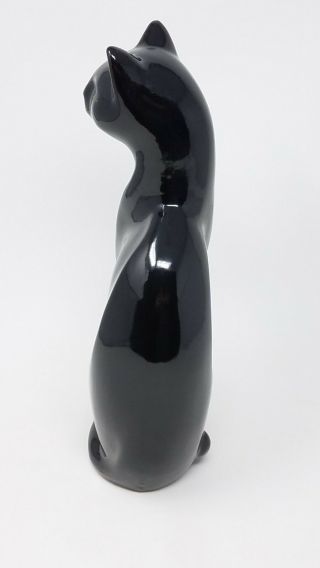 Vintage Black Cat Ceramic Statue Figurine Mid Century Modern 12” Art Mark Japan 2