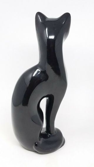 Vintage Black Cat Ceramic Statue Figurine Mid Century Modern 12” Art Mark Japan 3