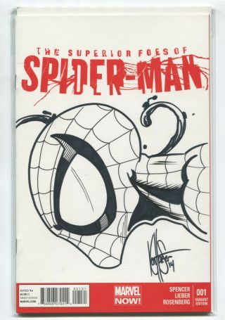 2013 Marvel Superior Foes Spider - Man 1 Signed/sketch By Ken Haeser (df) Nm,  B3