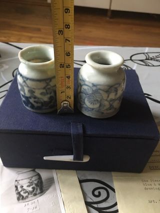 Two Antique Chinese Porcelain Miniature Water Pot 1800s With Export Paper 3