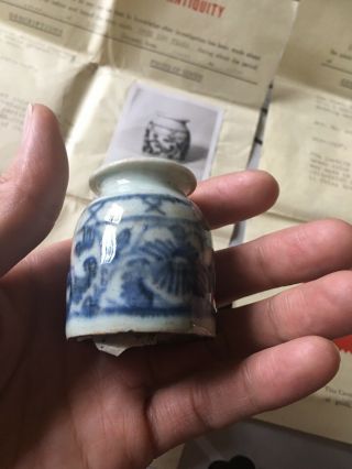Two Antique Chinese Porcelain Miniature Water Pot 1800s With Export Paper 6