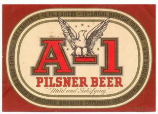 A - 1 Pilsner Beer Irtp 12oz Brown Label Arizona Brewing Phoenix Az